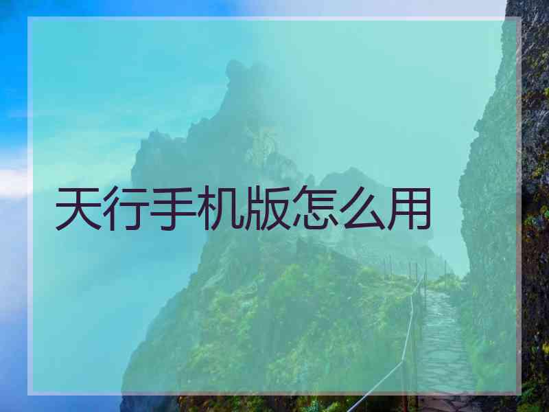 天行手机版怎么用