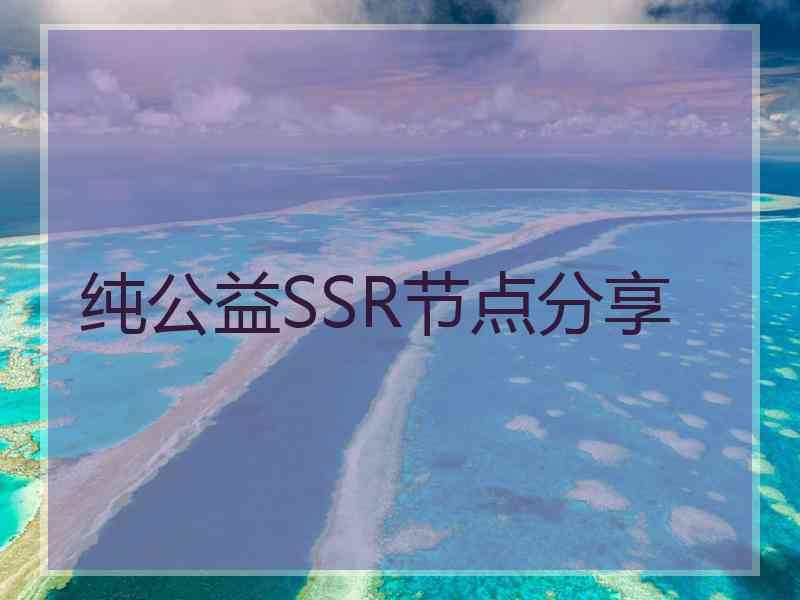 纯公益SSR节点分享
