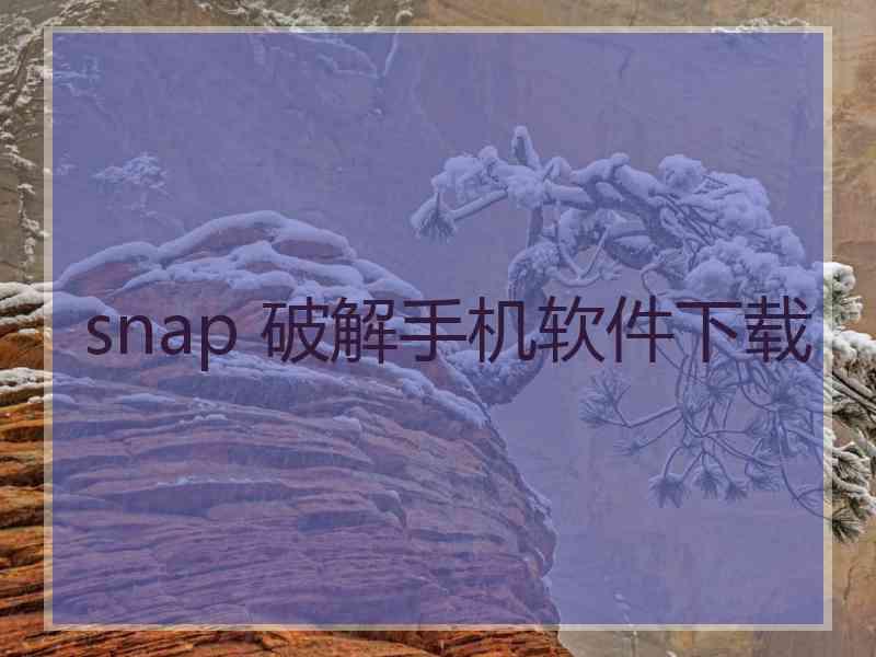 snap 破解手机软件下载