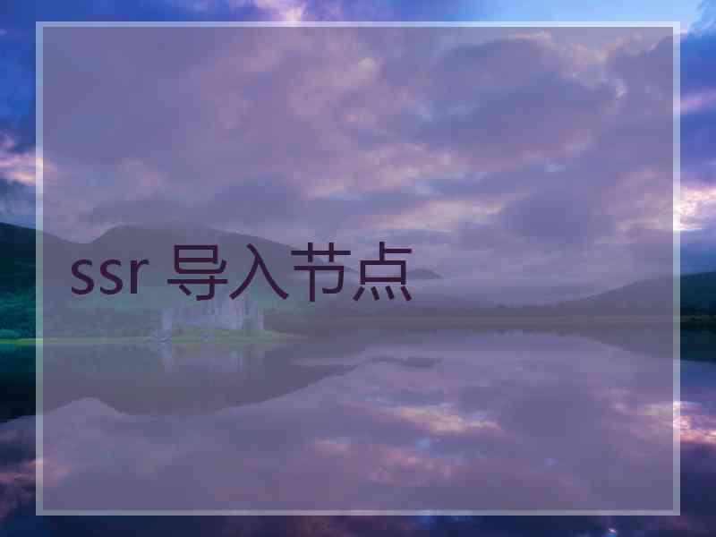 ssr 导入节点