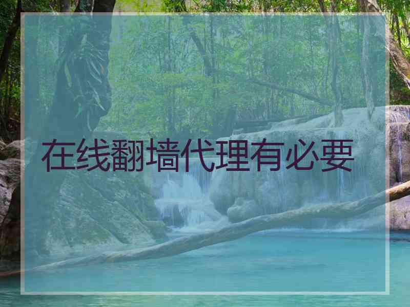 在线翻墙代理有必要